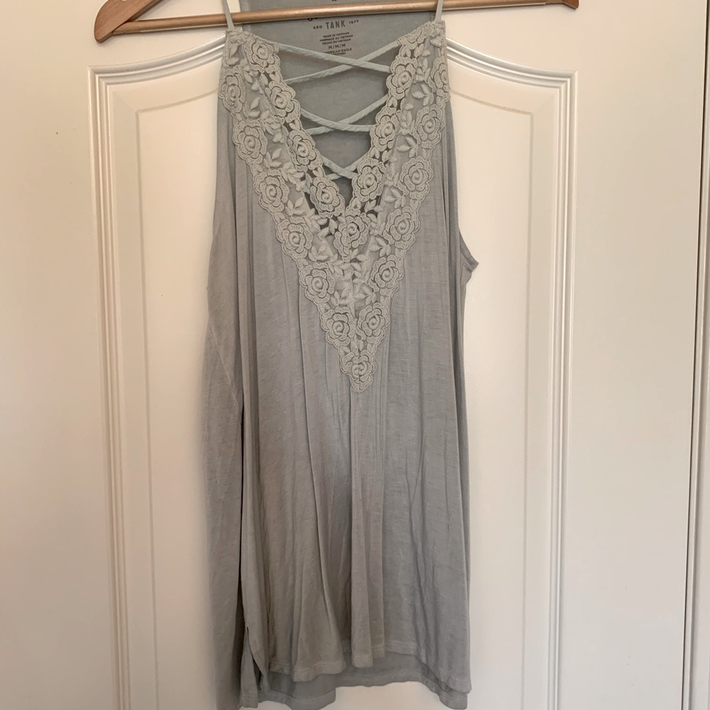 Green lace tank